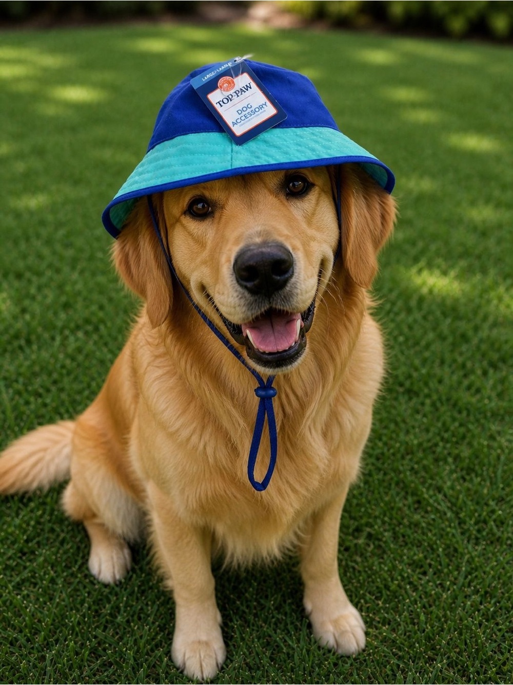Top Paw Blue & Teal Adjustable Dog Sun Hat with Chin Strap